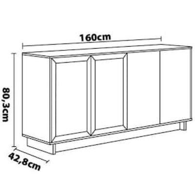 Buffet Colibri Vitória com 4 Portas e 4 Prateleiras Off White