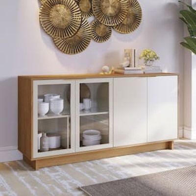 Buffet Colibri Vitória com 4 Portas e 4 Prateleiras Off White