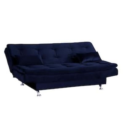 Sofá-cama Matrix Leone em Tecido Veludo Plush 180cm de Largura Azul Marinho