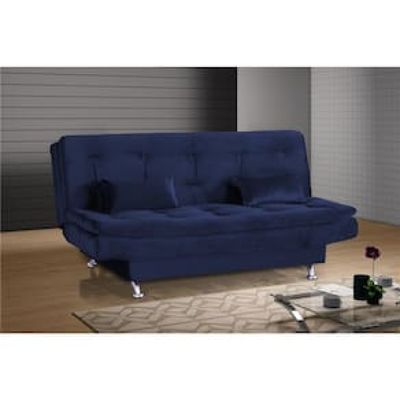 Sofá-cama Matrix Leone em Tecido Veludo Plush 180cm de Largura Azul Marinho