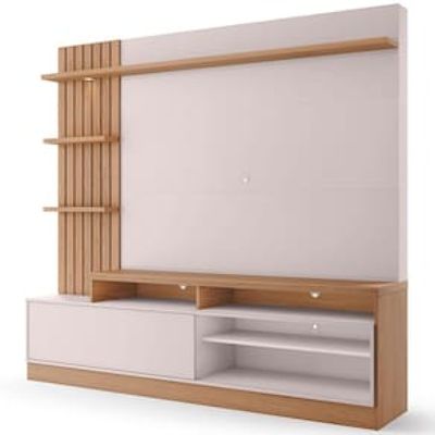 Painel Home Colibri Maceió com 4 Prateleiras, 4 Nichos, para TVs até 65 Off White