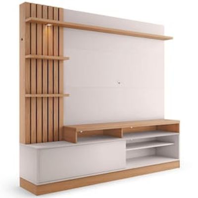 Painel Home Colibri Maceió com 4 Prateleiras, 4 Nichos, para TVs até 65 Off White