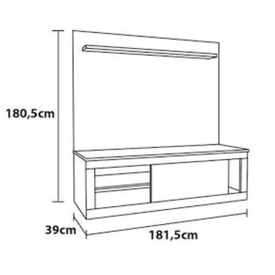 Estante Home Madetec Alan com 181,5 cm de Largura, Ideal para TV de Até 55 Palha