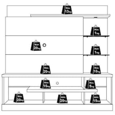 Estante Home Madetec Alan com 181,5 cm de Largura, Ideal para TV de Até 55 Palha