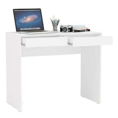 Mesa de Escritório Politorno Tijuca com 2 Gavetas Branco