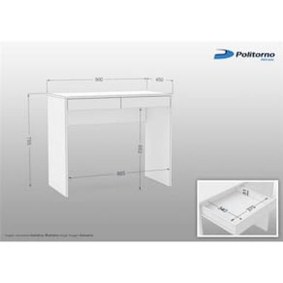 Mesa de Escritório Politorno Tijuca com 2 Gavetas Branco