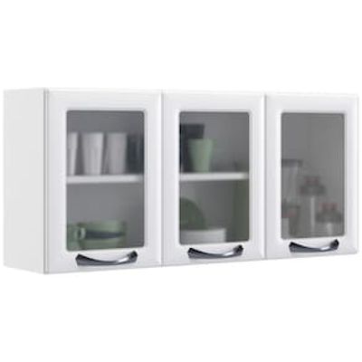 Armário Aéreo Triplo Itatiaia New Premium com 3 Portas e 2 Prateleiras - 120cm de largura Branco