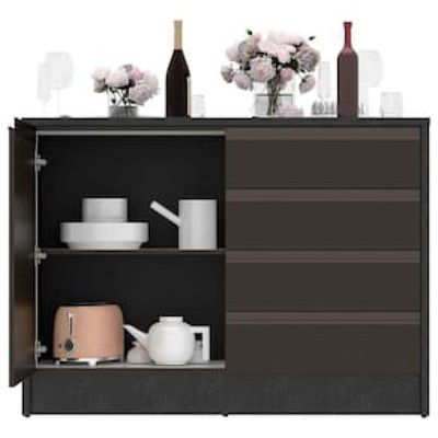 Bancada Bartira Gourmet com 1 Porta, 4 Gavetas e 1 Prateleira - 126cm de largura Preto