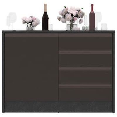 Bancada Bartira Gourmet com 1 Porta, 4 Gavetas e 1 Prateleira - 126cm de largura Preto