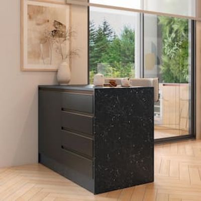 Bancada Bartira Gourmet com 1 Porta, 4 Gavetas e 1 Prateleira - 126cm de largura Preto