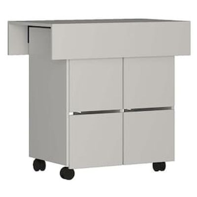 Mesa Nova Móbile Moove com 4 Bancos, Prateleira e Tampo Dobrável Branco