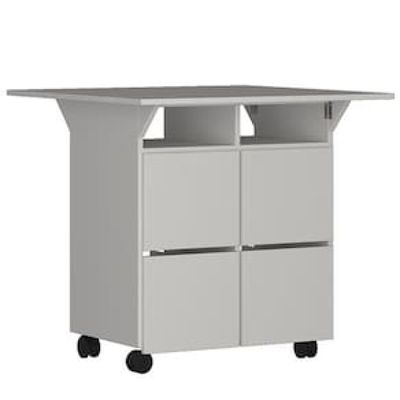 Mesa Nova Móbile Moove com 4 Bancos, Prateleira e Tampo Dobrável Branco