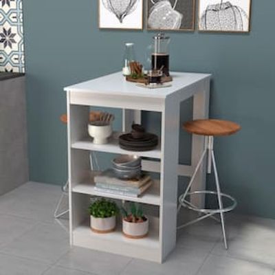Mesa Nova Móbile Slin 2 Lugares com Prateleira Branco