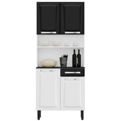Cozinha Compacta Itatiaia Pratika com 4 Portas, 1 Gaveta e 5 Prateleiras - 80cm de largura Preto