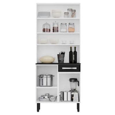 Cozinha Compacta Itatiaia Pratika com 4 Portas, 1 Gaveta e 5 Prateleiras - 80cm de largura Preto