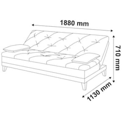 Sofá-Cama 3 Lugares Linoforte Jamile com Encosto Reclinável em Tecido Suede 188cm de Largura Bege