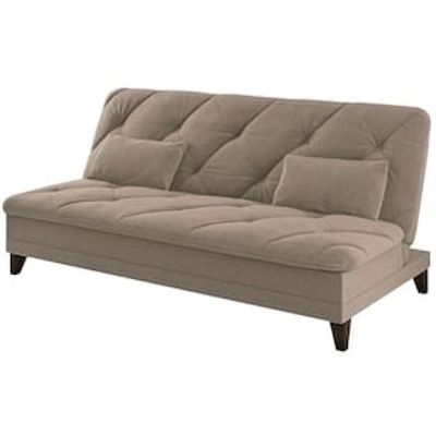 Sofá-Cama 3 Lugares Linoforte Jamile com Encosto Reclinável em Tecido Suede 188cm de Largura Bege