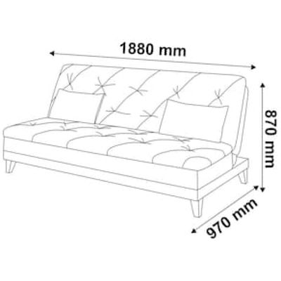 Sofá-Cama 3 Lugares Linoforte Jamile com Encosto Reclinável em Tecido Suede 188cm de Largura Bege