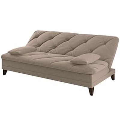 Sofá-Cama 3 Lugares Linoforte Jamile com Encosto Reclinável em Tecido Suede 188cm de Largura Bege