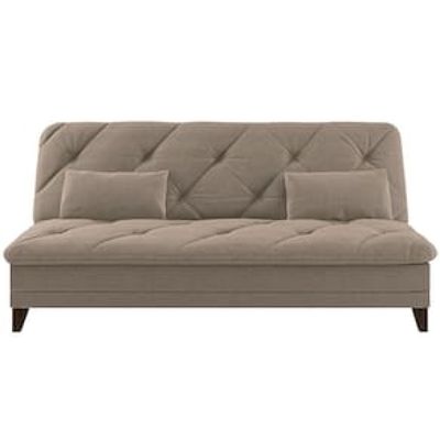 Sofá-Cama 3 Lugares Linoforte Jamile com Encosto Reclinável em Tecido Suede 188cm de Largura Bege