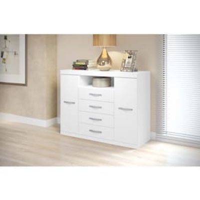Cômoda Santos Andirá Havana Master 4 Gavetas 2 Portas Branco