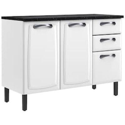 Balcão Triplo Itatiaia New Premium com 3 Portas, 2 Gavetas e 3 Prateleiras - 120cm de largura Branco