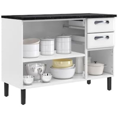 Balcão Triplo Itatiaia New Premium com 3 Portas, 2 Gavetas e 3 Prateleiras - 120cm de largura Branco