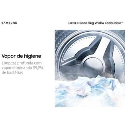 Lava e Seca Samsung WD11A 3 em 1 Branca com Ecobubble e Lavagem a Seco WD11A4453BW – 11 kg Branco / 220