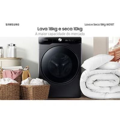 Lava e Seca Samsung WD18T Black Inox Smart (Wi-Fi) com Digital Inverter e Ecobubble WD18T6500GV - 18/10 kg Preto / 110