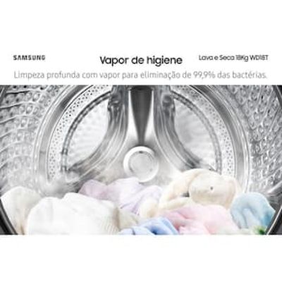 Lava e Seca Samsung WD18T Black Inox Smart (Wi-Fi) com Digital Inverter e Ecobubble WD18T6500GV - 18/10 kg Preto / 110