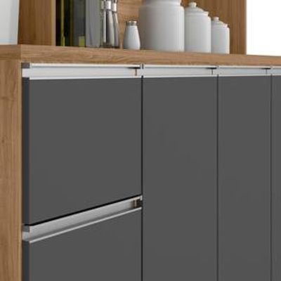 Cozinha Compacta Poliman Alice com 6 Portas, 1 Gaveta e 2 Prateleiras - 160cm de largura Grafite