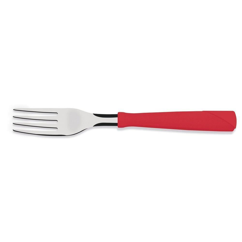 Garfo De Mesa New Kolor Com Lâmina Em Aço Inox E Cabo De Polipropileno Vermelho