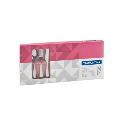 Faqueiro Laguna Em Aço Inox Com Facas Para Churrasco Acabamento Em Brilho 24 Peças