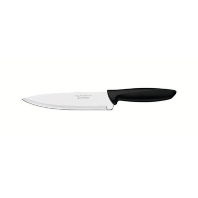 Faca Chef Tramontina Plenus Com Lâmina Em Aço Inox E Cabo De Polipropileno Preto 7" Tramontina