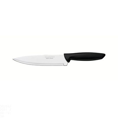 Faca Chef Tramontina Plenus Com Lâmina Em Aço Inox E Cabo De Polipropileno Preto 7" Tramontina