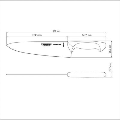 Faca Chef Tramontina Premium Com Lâmina Em Aço Inox E Cabo De Polipropileno Branco 10" Tramontina