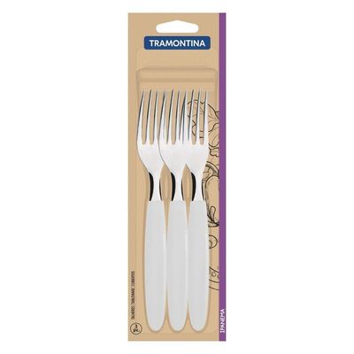 Conjunto De Garfos De Mesa Ipanema Com Lâminas Em Aço Inox E Cabos De Polipropileno Branc