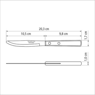 Faca De Mesa Tramontina 4" Em Aço Inox E Cabo Em Madeira Polywood Castanho Tramontina