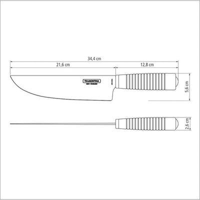 Faca Tramontina Para Carne 8" Em Aço Inox E Cabo Vermelho Polywood Com Bainha De Couro Tramontina