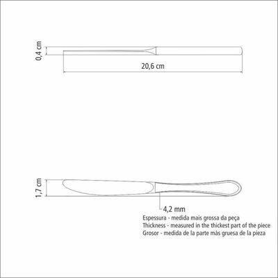 Faca Para Sobremesa Tramontina Italy 4mm Em Aço Inox Forjado Tramontina