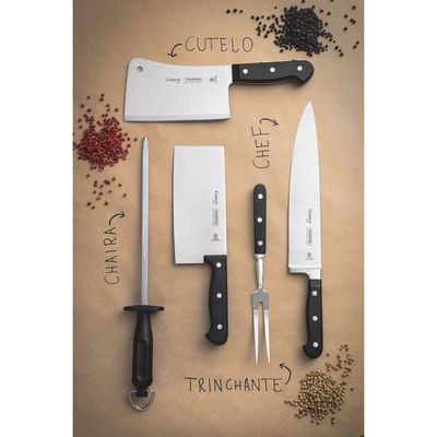 Cutelo Oriental Century Lâmina Em Aço Inox E Cabo De Policarbonato Com Fibra De Vidro 7"