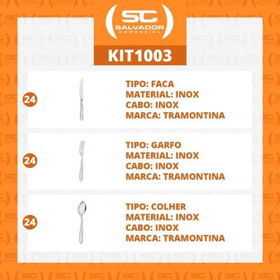 Kit - Jogo De Facas, Garfos E Colheres Luxo Laguna 72 Peças Em Aço Inox Itop - Tramontina
