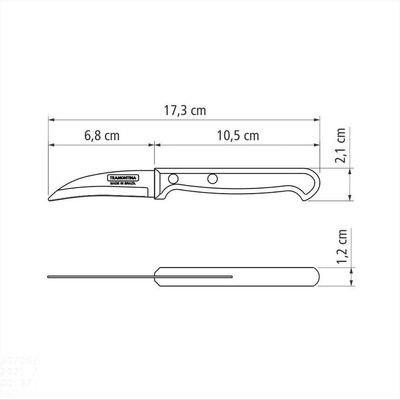 Faca Para Tornear Ultracorte Com Lâminas Em Aço Inox E Cabo De Polipropileno Preto 3"