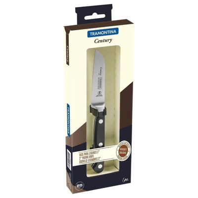 Faca Legumes E Frutas Century Em Aço Inox Cabo Policarbonato E Fibra De Vidro 3" Preto