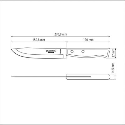 Faca Para Cozinha Tradicional Com Lâmina Em Aço Inox E Cabo Em Madeira Natural 6"