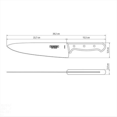 Faca Tramontina Para Carne 10" Lâmina Em Aço Inox E Cabo Castanho Polywood Tramontina