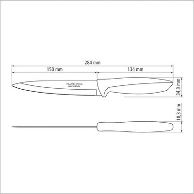 Faca Utility Plenus Com Lâmina Em Aço Inox E Cabo De Polipropileno Off White 6"
