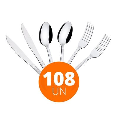 Kit - Jogo De Facas, Garfos E Colheres Búzios 108 Peças Em Aço Inox Ibag - Tramontina