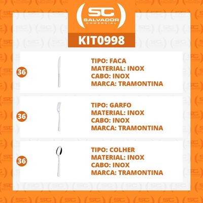 Kit - Jogo De Facas, Garfos E Colheres Búzios 108 Peças Em Aço Inox Ibag - Tramontina