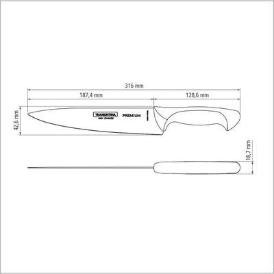 Faca Para Cozinha Premium Com Lâmina Em Aço Inox E Cabo De Polipropileno Branco 7"